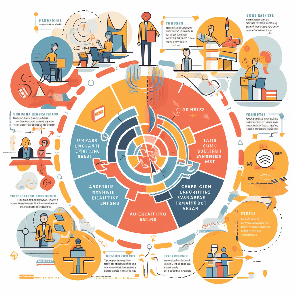 Design an illustration that visually represents the process of building a strong personal branding foundation using ChatGPT. The illustration should include elements that symbolize creating an engaging self-introduction page, clarifying the value proposition, and unifying brand colors and fonts. The image should convey a sense of professionalism and consistency in personal branding, emphasizing the role of ChatGPT in enhancing one's online presence and success. 